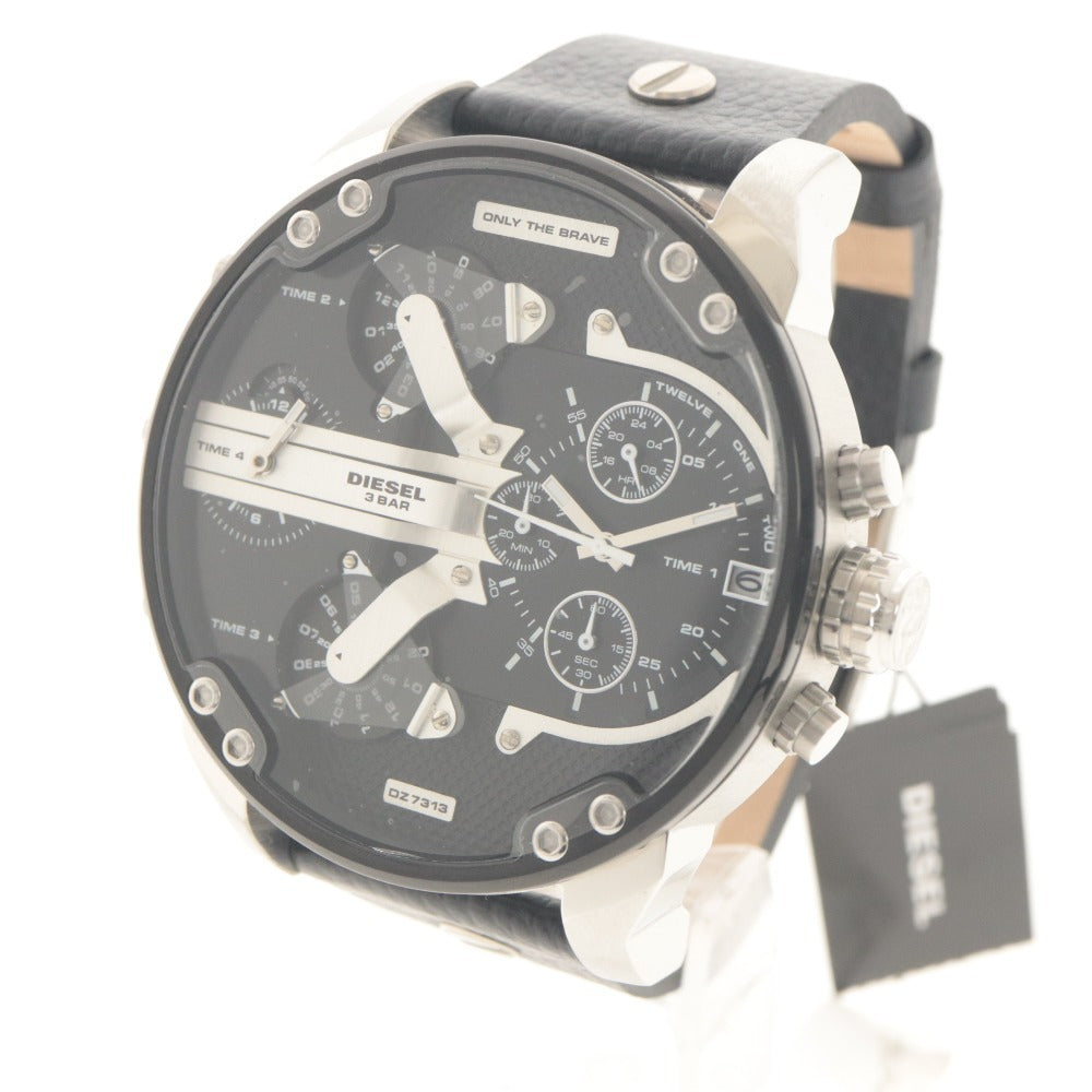 ■ DIESEL ディーゼル 腕時計 DZ7313 Mr.Daddy 2.0 Watch ミスターダディー 文字盤 クォーツ 142g メンズ ブラック シルバー タグ付き美品