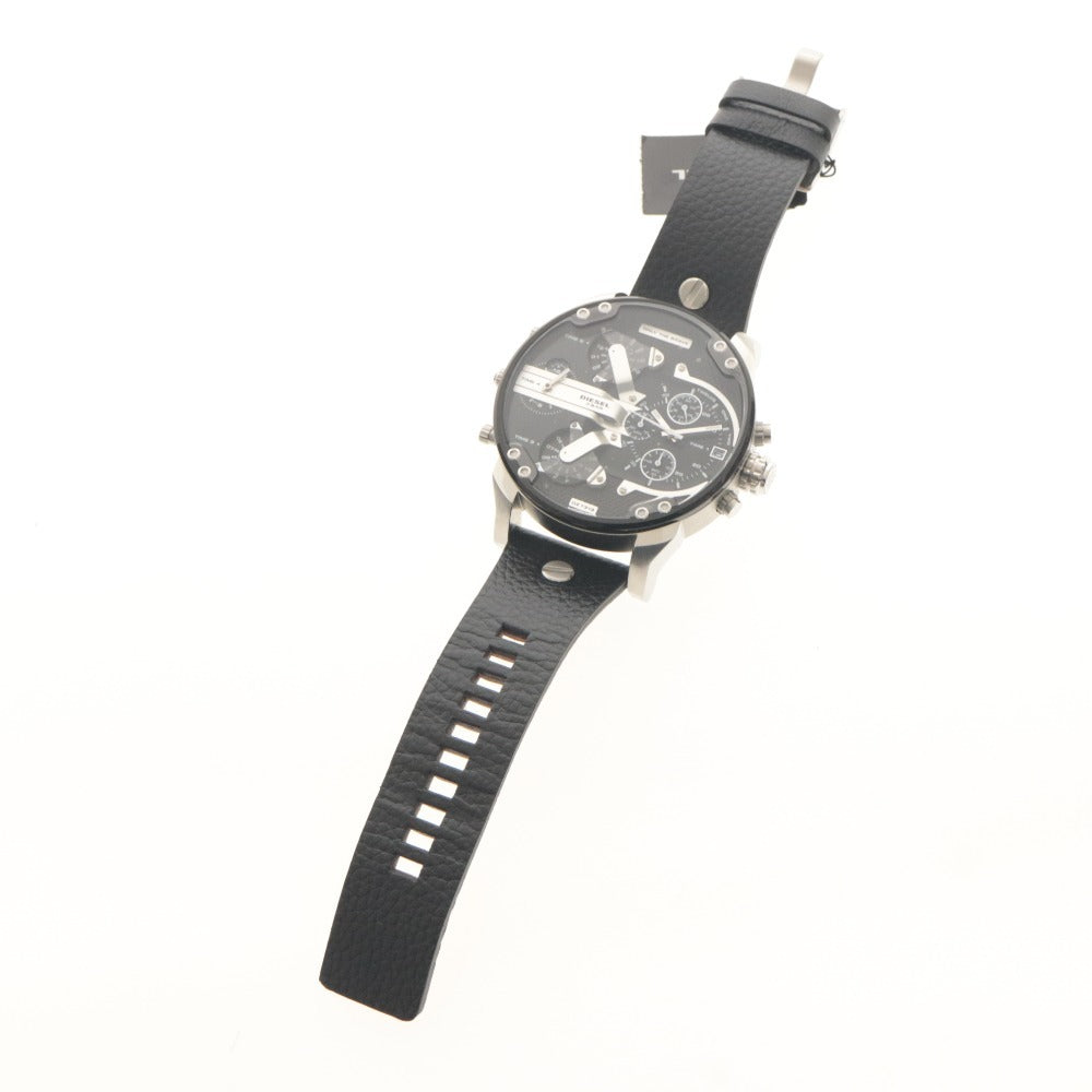 ■ DIESEL ディーゼル 腕時計 DZ7313 Mr.Daddy 2.0 Watch ミスターダディー 文字盤 クォーツ 142g メンズ ブラック シルバー タグ付き美品