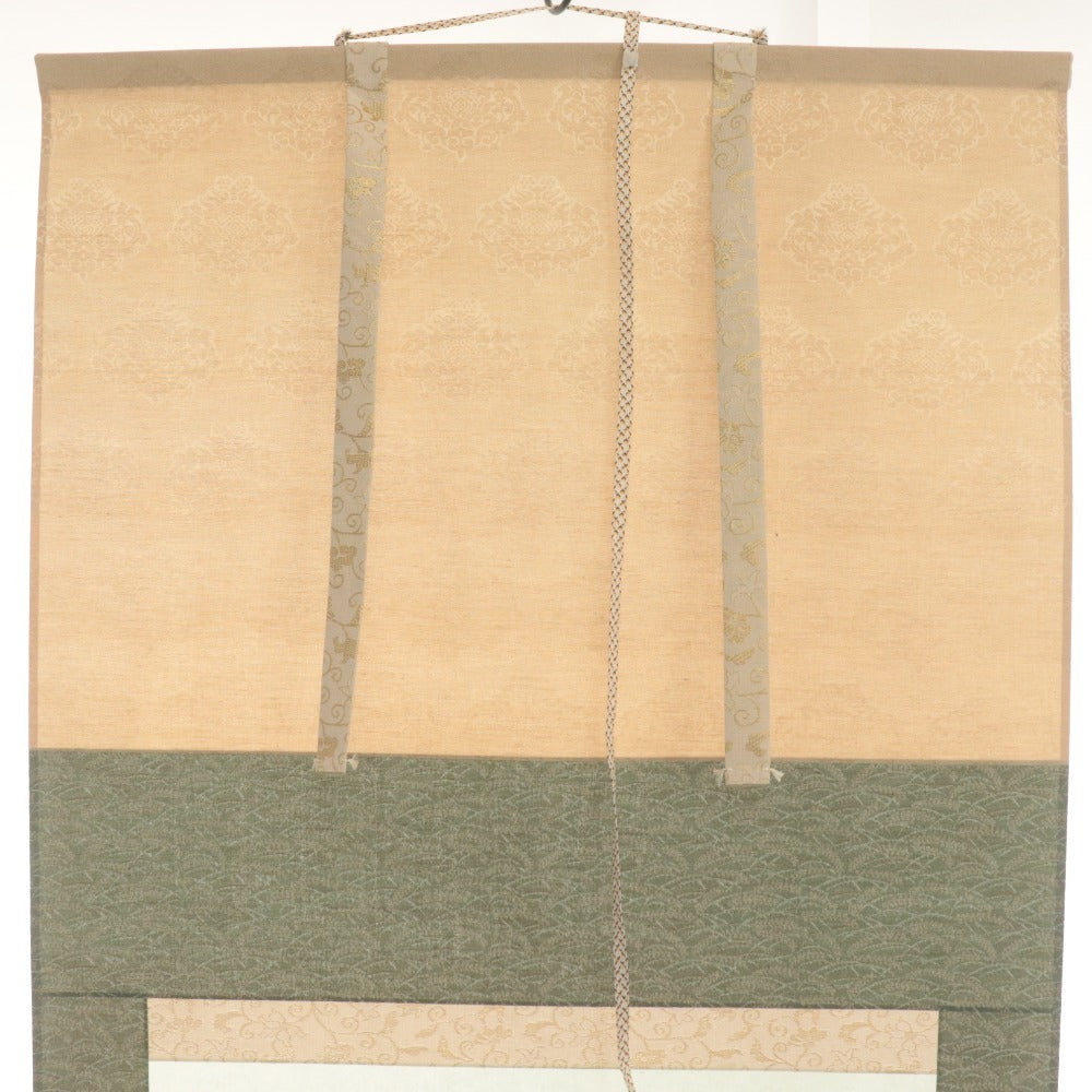 ■ 小川大鳳 掛軸 秋軸 『柿にめじろ』 花鳥 絹本 肉筆 日本画 14333 全長187cm 共箱付き 美品