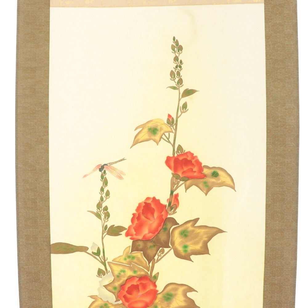 ■ 小川大鳳 掛軸 『紫陽花に蜻蛉』夏軸 花鳥 絹本 肉筆 14329 全長186cm 共箱付き 美品