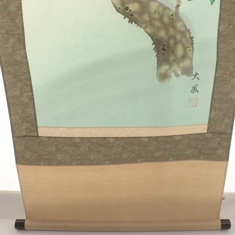 ■ 小川大鳳 掛軸 『寒椿 』 冬軸 花鳥 絹本 肉筆 全長187cm 共箱付き