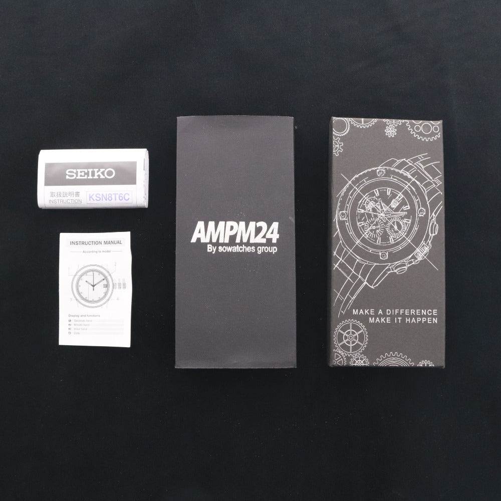 ■ SEWOR セウォア 腕時計 AUTOMATIC 自動巻き 106.5g メンズ シルバー 文字盤 ブラック 付属品付き