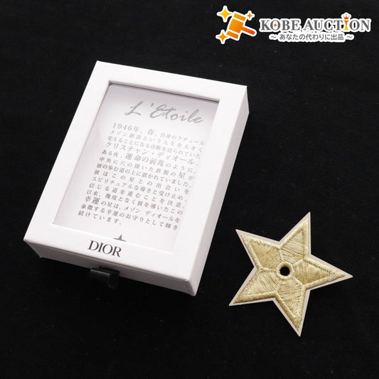 ■ クリスチャンディオール ピンバッジ ピンブローチ アクセサリー スター 星 刺繍 レディース ゴールド 付属品付き