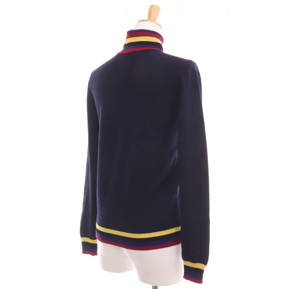 ■ Emilio Pucci knit sweater, turtleneck, long sleeves, top, striped, women's, XS, navy, with tags, unused