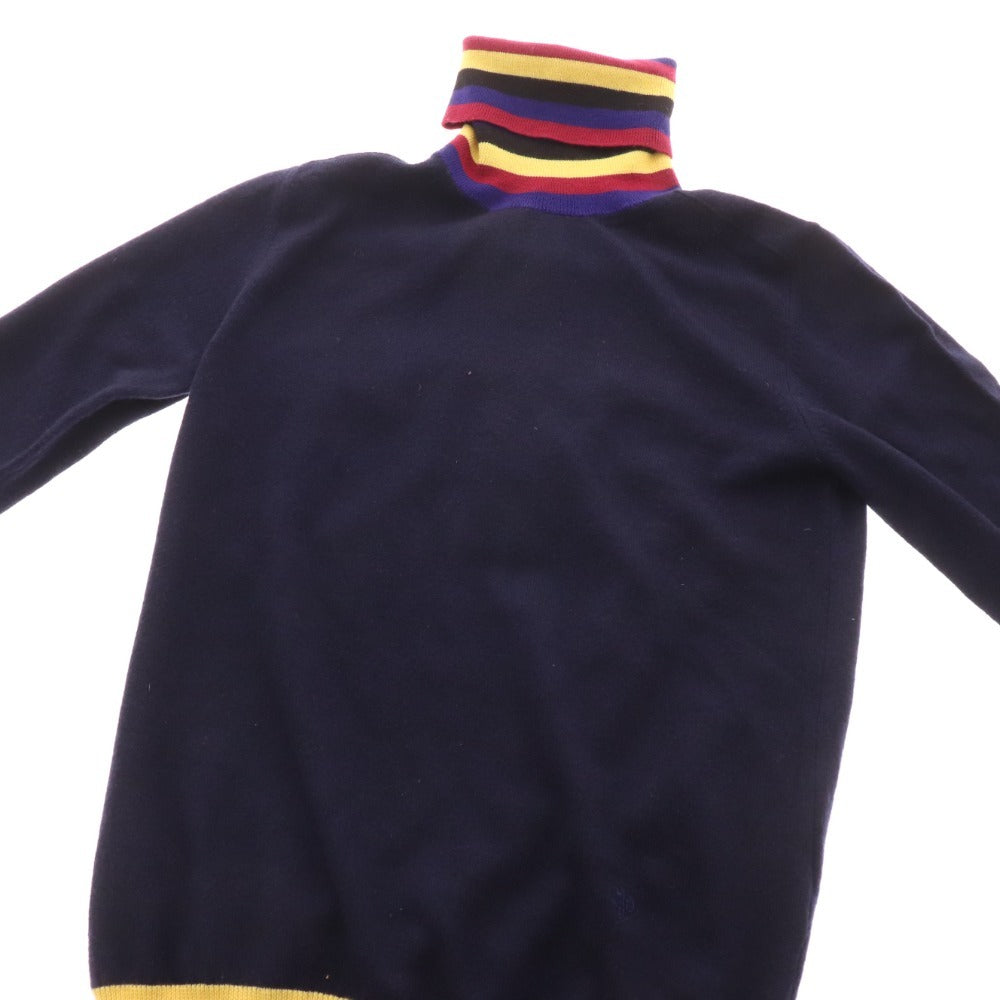 ■ Emilio Pucci knit sweater, turtleneck, long sleeves, top, striped, women's, XS, navy, with tags, unused