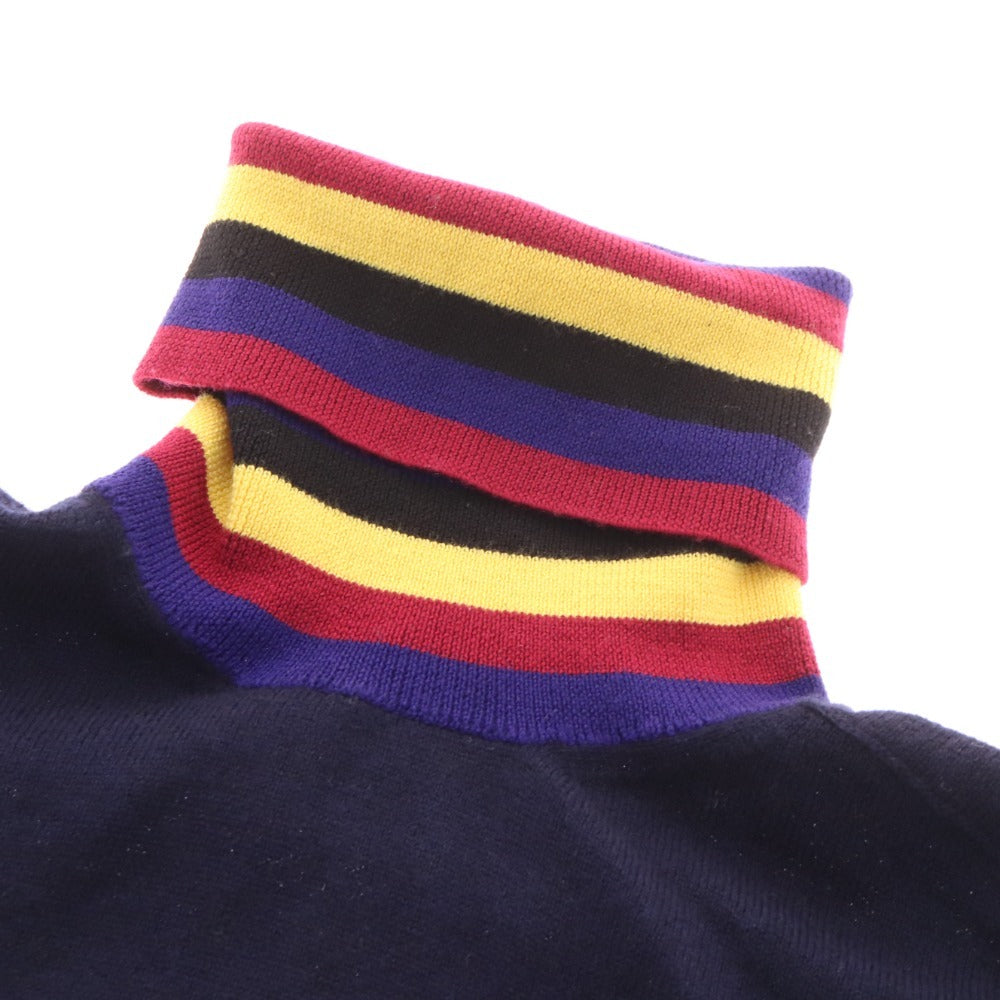 ■ Emilio Pucci knit sweater, turtleneck, long sleeves, top, striped, women's, XS, navy, with tags, unused