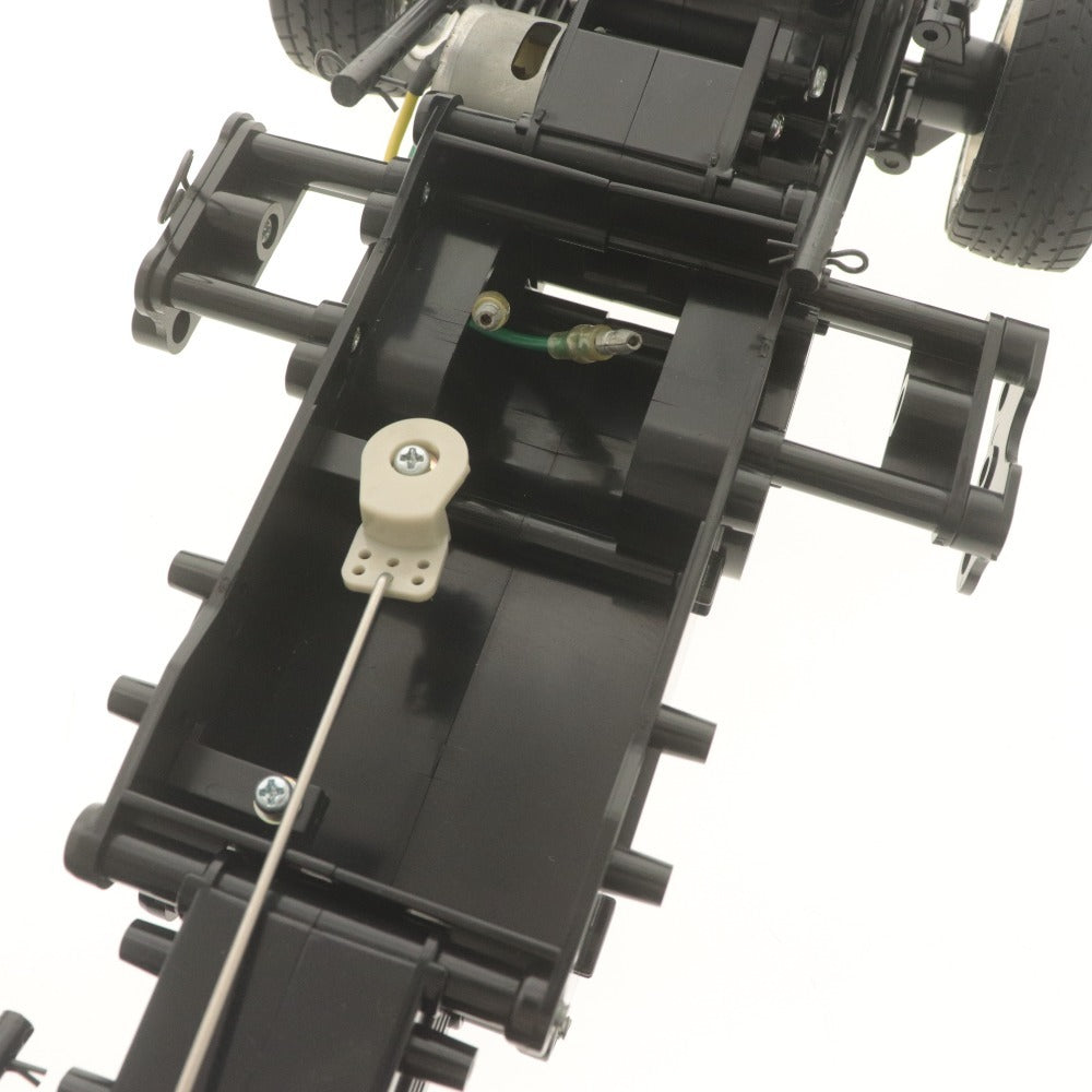 ■ TAMIYA 電動ラジコンフレーム シャーシ M02 全長34cm ミニクーパー RC 自動車部品パーツ サーボホーン付き 動作未確認 ジャンク