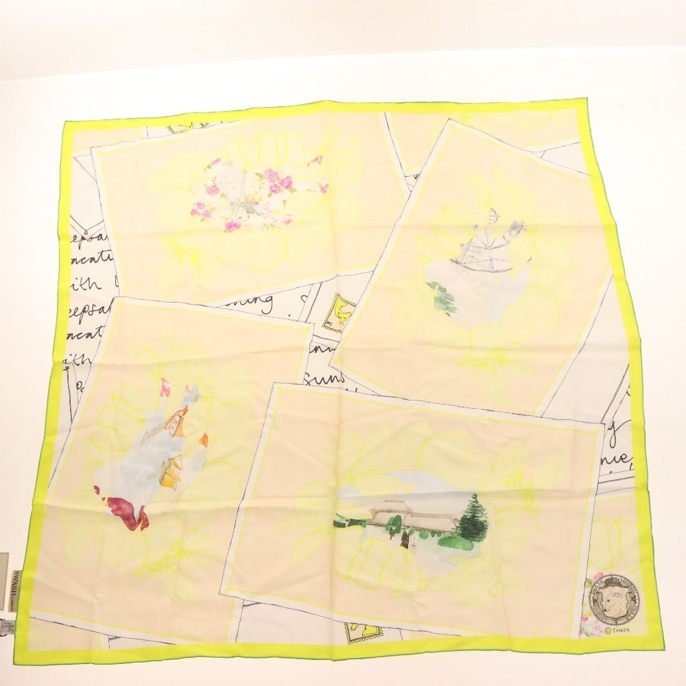 ■ スウォッシュロンドン スカーフ シルク％ レディース イエロー系 付属品付き 未使用