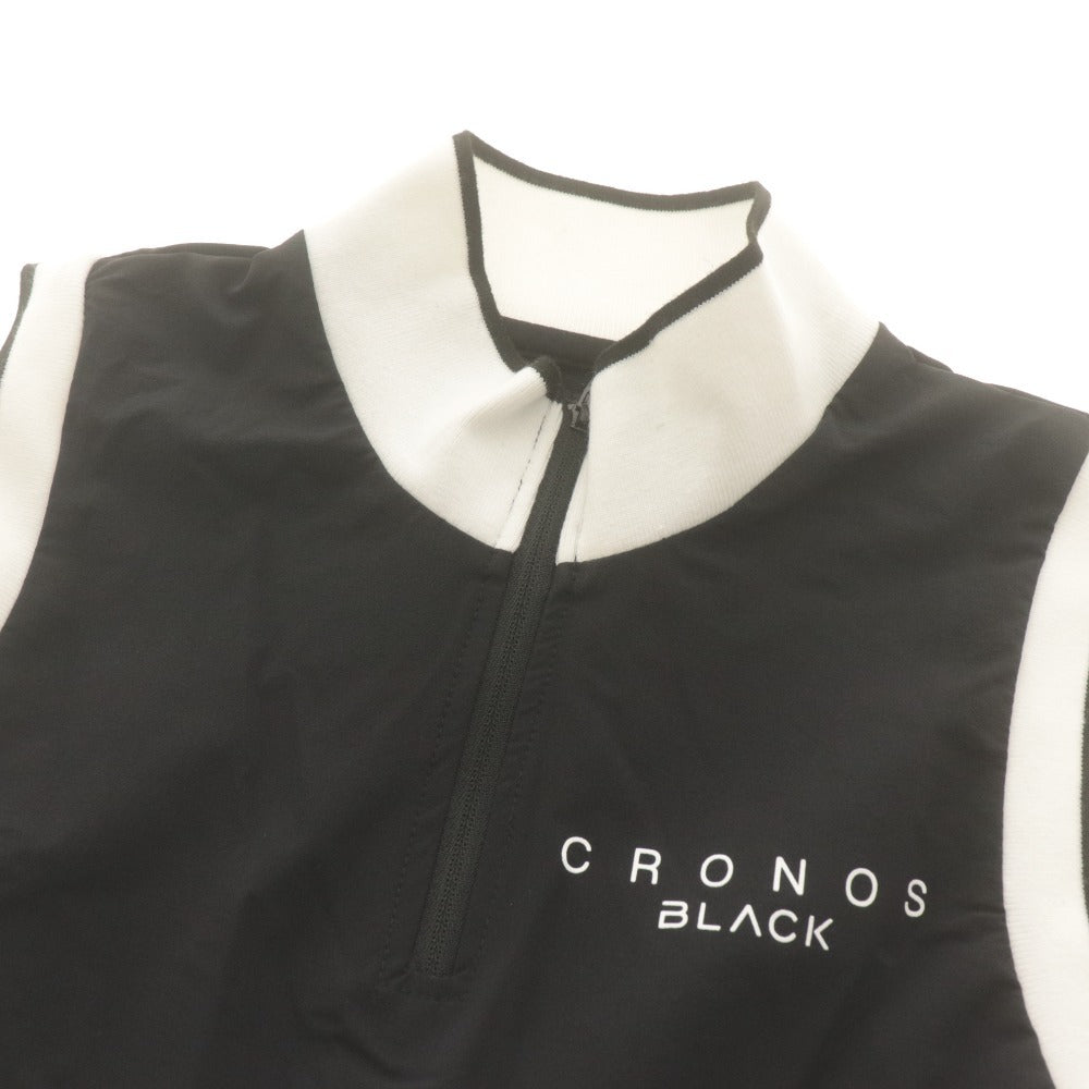 ■ CRONOS BLACK クロノスブラック ワンピース ノースリーブ トップス ハーフジップ ゴルフ レディース 38 （M）ブラック タグ付き 未使用