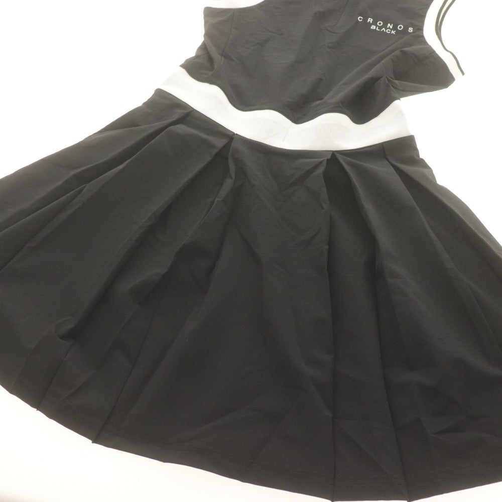 ■ CRONOS BLACK クロノスブラック ワンピース ノースリーブ トップス ハーフジップ ゴルフ レディース 38 （M）ブラック タグ付き 未使用