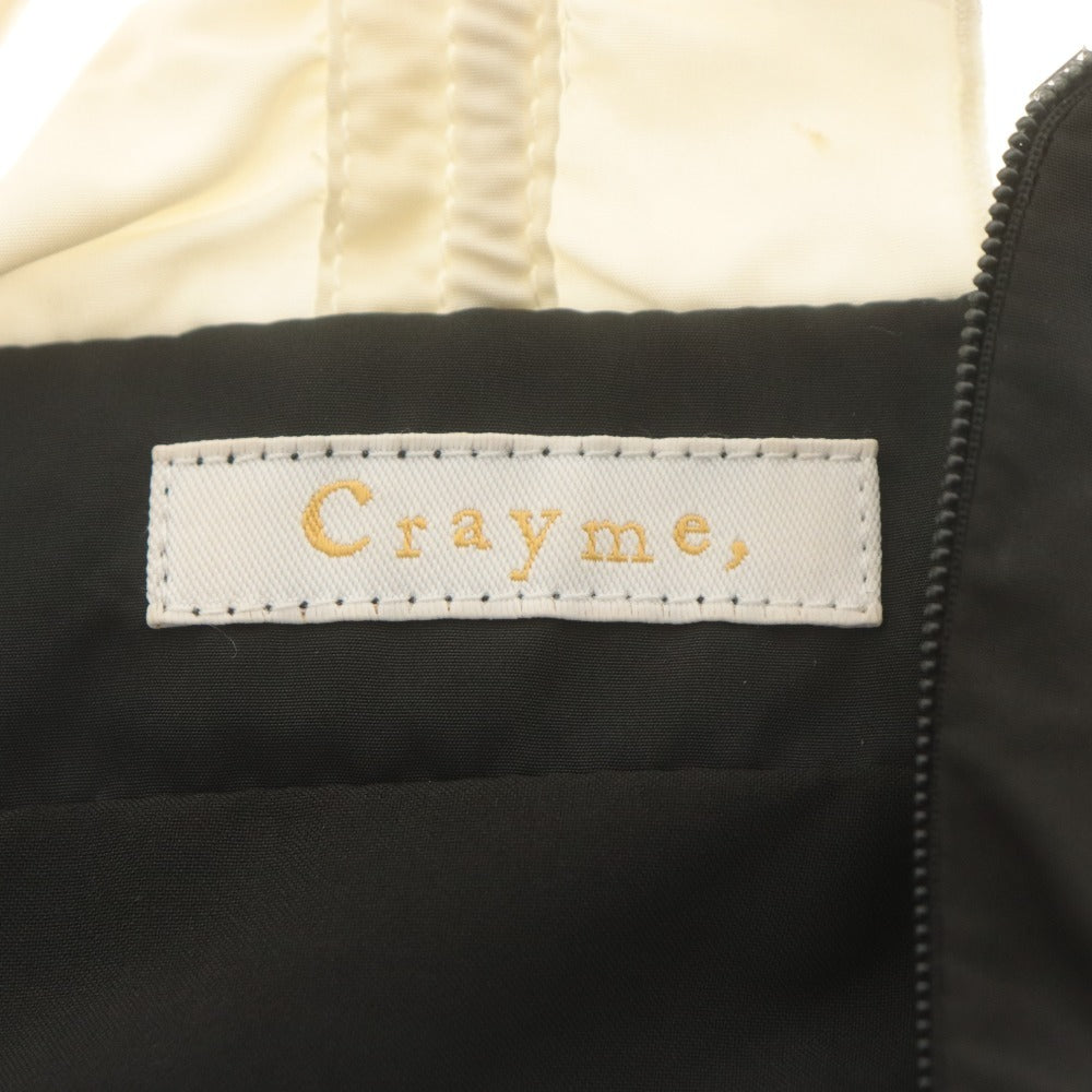 ■ Crayme クレイミー ワンピース ノースリーブ トップス タックギャザー ショルダーフリル レディース F ブラック タグ付き 未使用