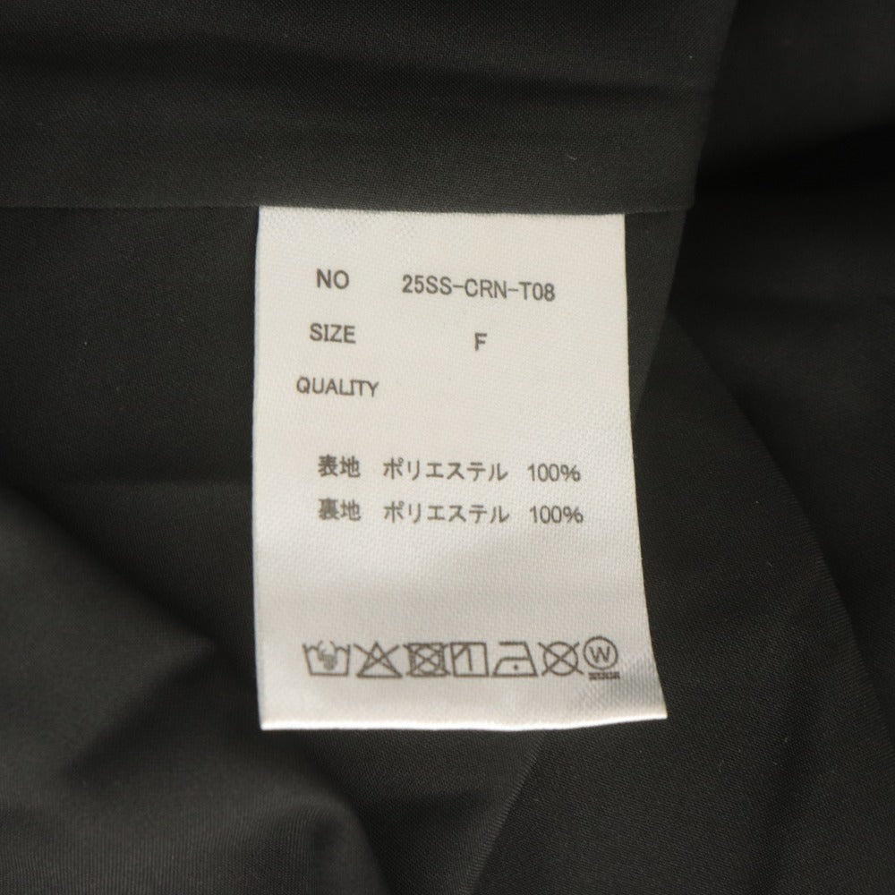 ■ Crayme クレイミー ワンピース ノースリーブ トップス タックギャザー ショルダーフリル レディース F ブラック タグ付き 未使用