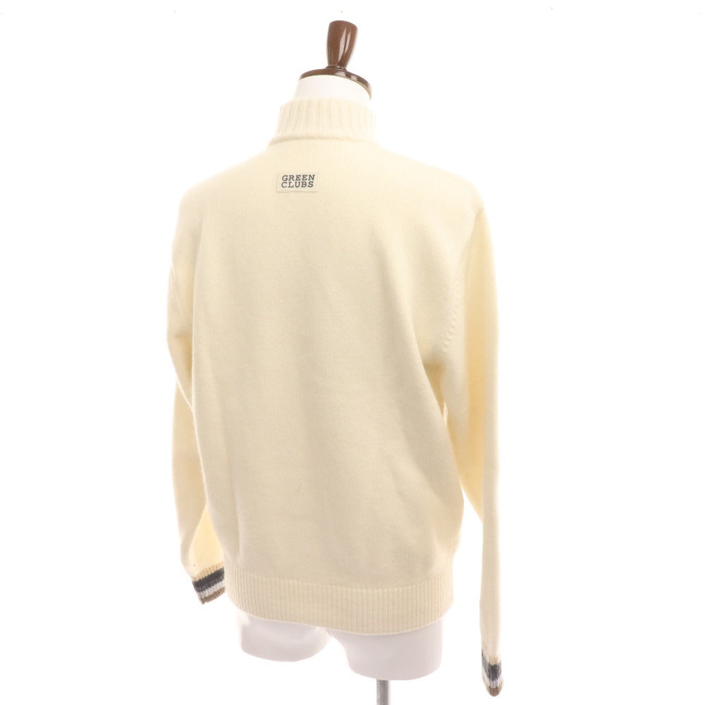 ■ グリーンクラブ セーター 長袖 トップス ニット スヌーピー 刺繍 アーガイル ハーフジップ メンズ 3（M相当） ホワイト系