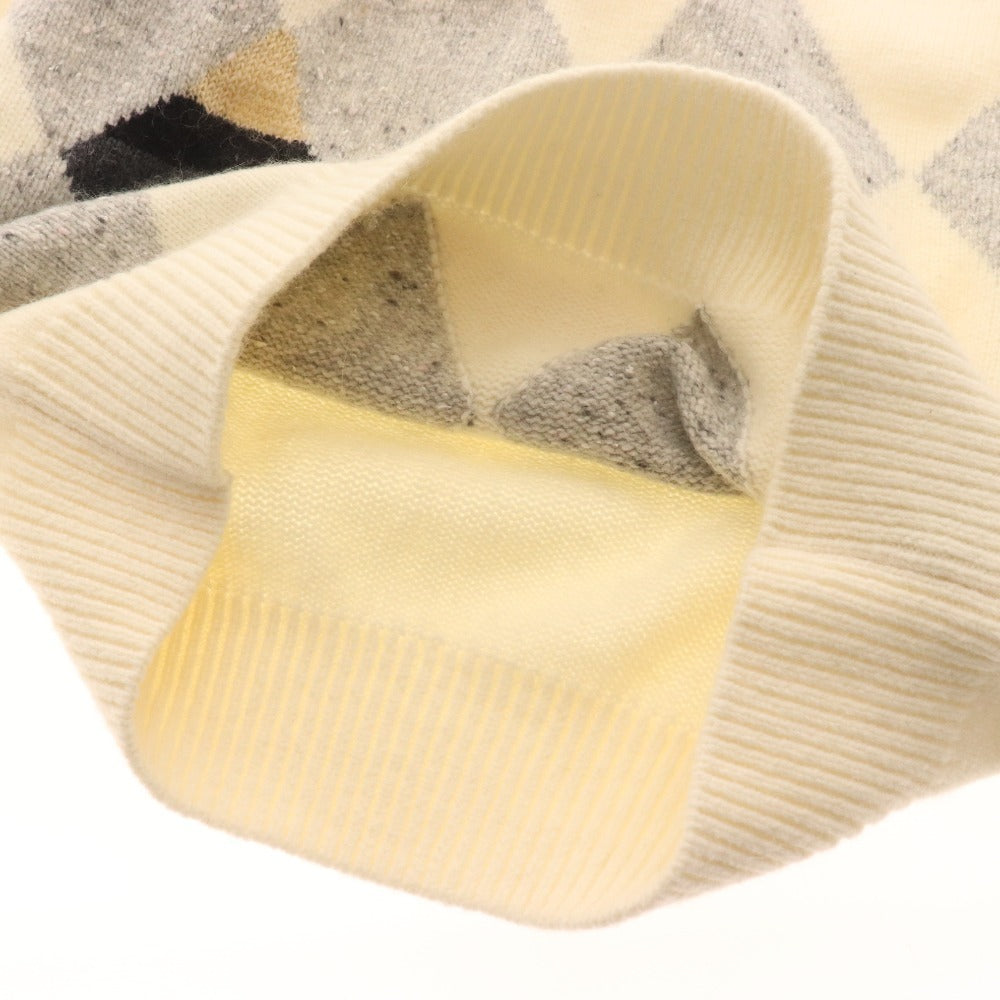 ■ グリーンクラブ セーター 長袖 トップス ニット スヌーピー 刺繍 アーガイル ハーフジップ メンズ 3（M相当） ホワイト系