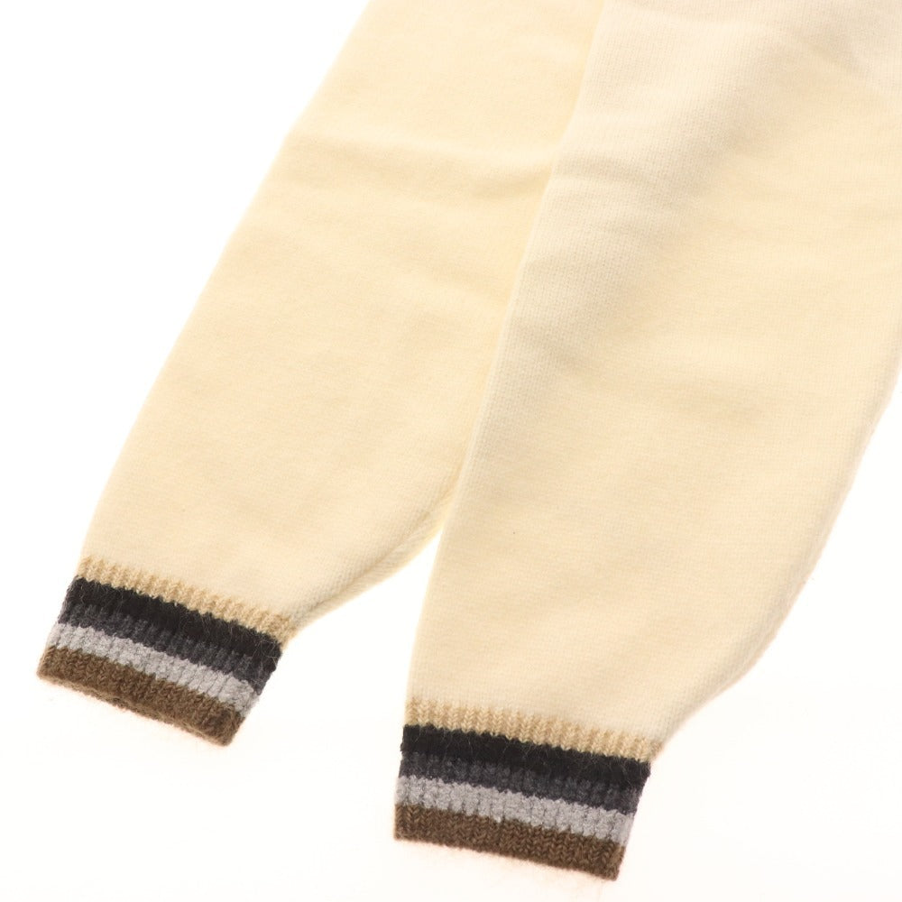 ■ グリーンクラブ セーター 長袖 トップス ニット スヌーピー 刺繍 アーガイル ハーフジップ メンズ 3（M相当） ホワイト系