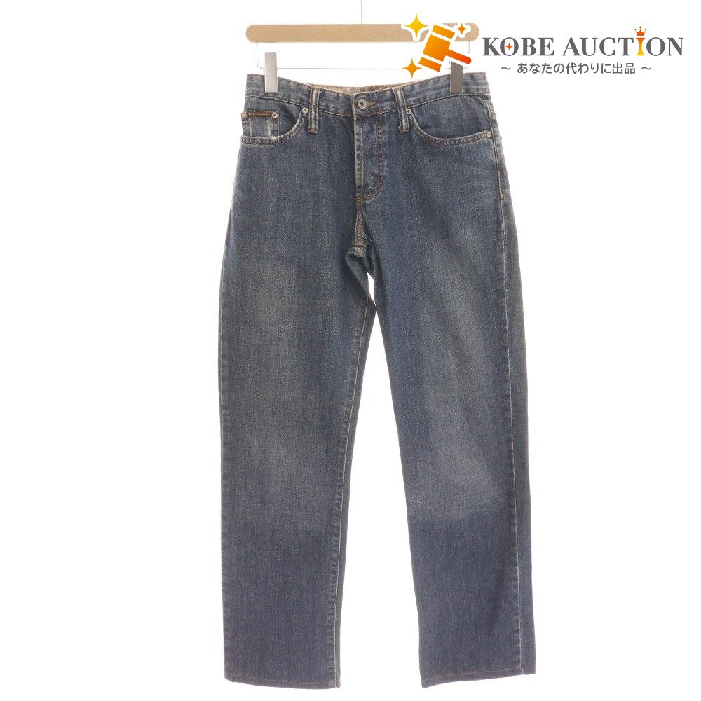 ■ Dolce &amp; Gabbana denim pants, bottoms, jeans, straight, button fly, English print, men's size 43, blue