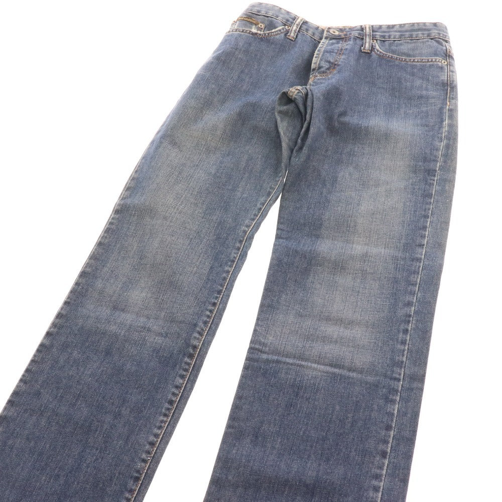 ■ Dolce &amp; Gabbana denim pants, bottoms, jeans, straight, button fly, English print, men's size 43, blue