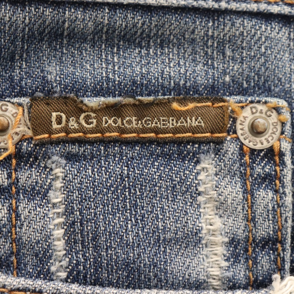 ■ Dolce &amp; Gabbana denim pants, bottoms, jeans, straight, button fly, English print, men's size 43, blue