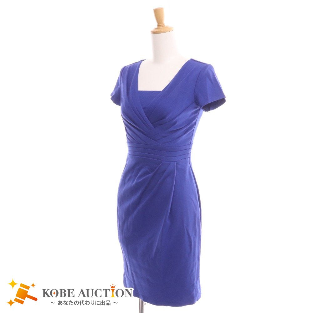 ■ ピンキーアンドダイアン カシュクール タイトワンピース 半袖 トップス ボトムス レディース 34 ブルー キャミソール付き 未使用