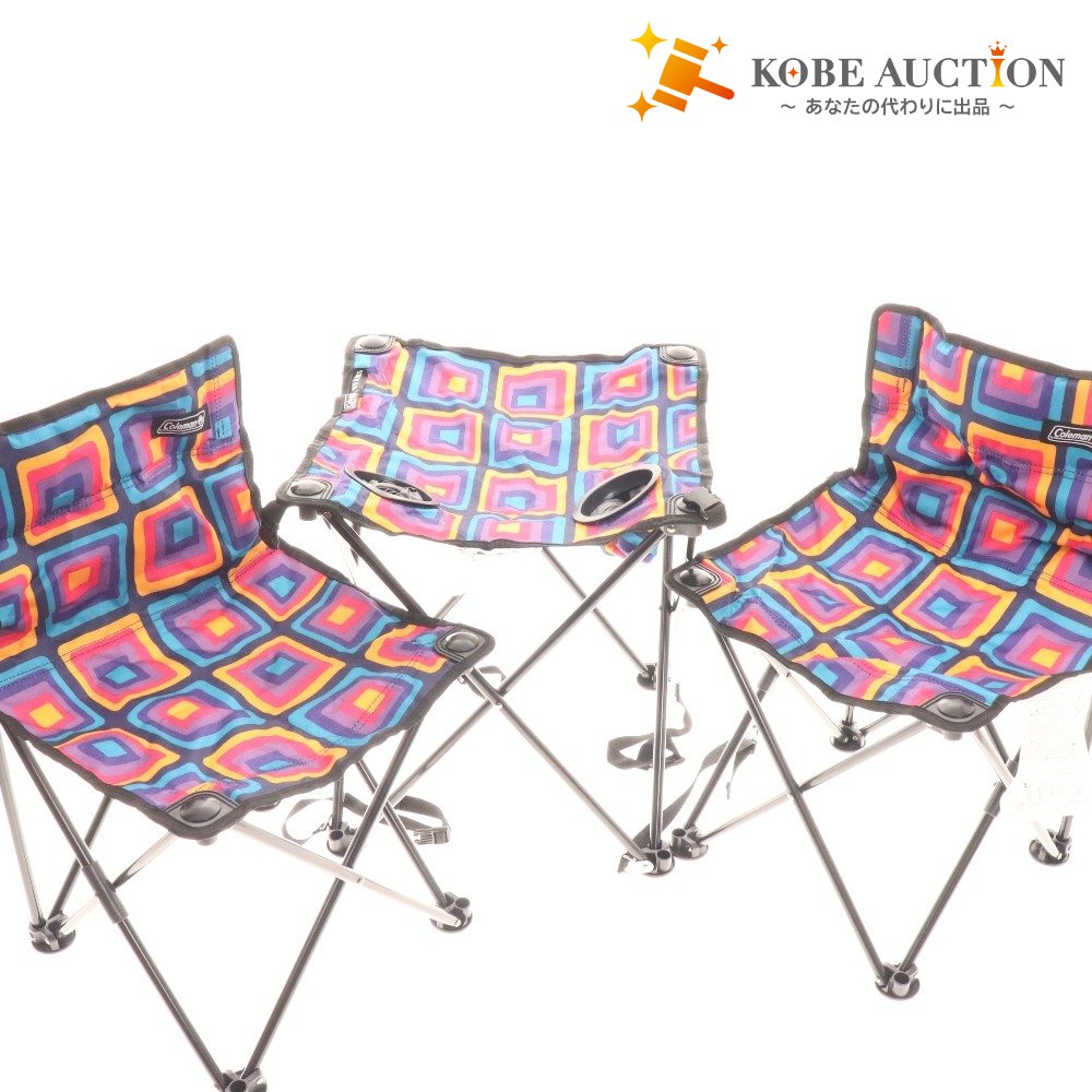 ■ Coleman Beams Compact Chair Table Set Outdoor Equipment Camping Colorful Unused