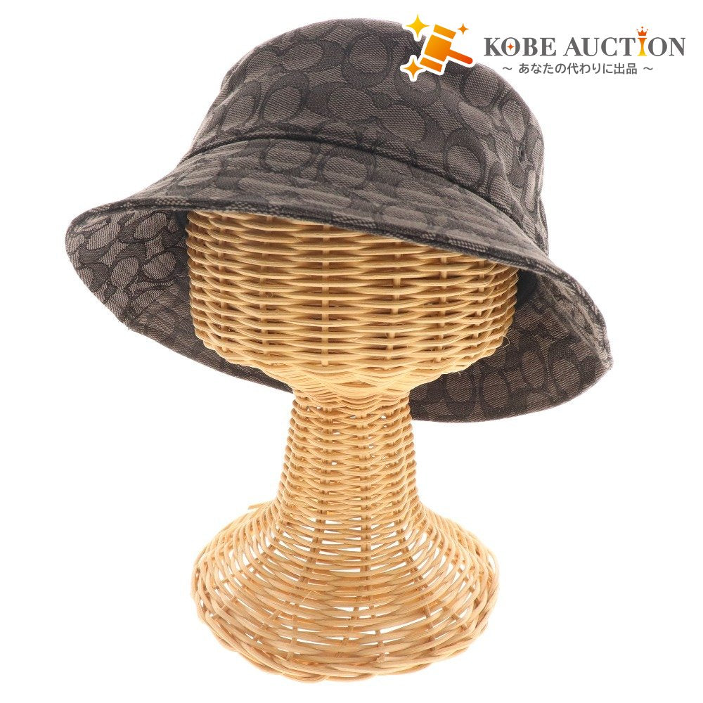 ■ Coach Bucket Hat, Cotton, All-over Pattern, Women's, M/L, Gray