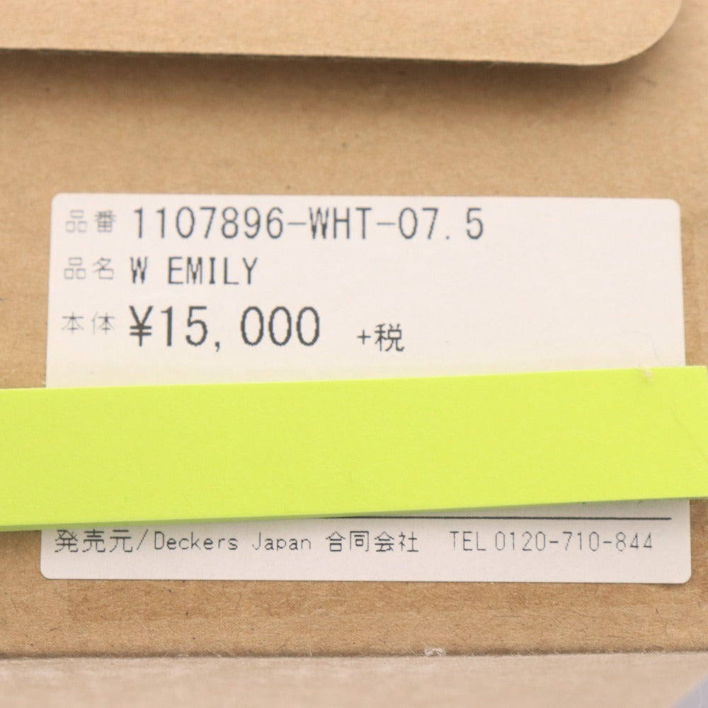 ■ UGG アグ フラットサンダル エミリー 1107896 靴 厚底 クロスベルト ロゴ レディース 7.5(24.5cm相当) ホワイト 箱付き