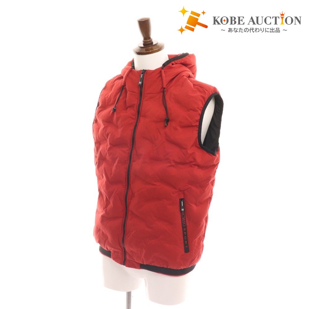 ■ グラーンキオ ダウンベスト アウター フード付き イタリア製 メンズ M レッド ブラック 未使用