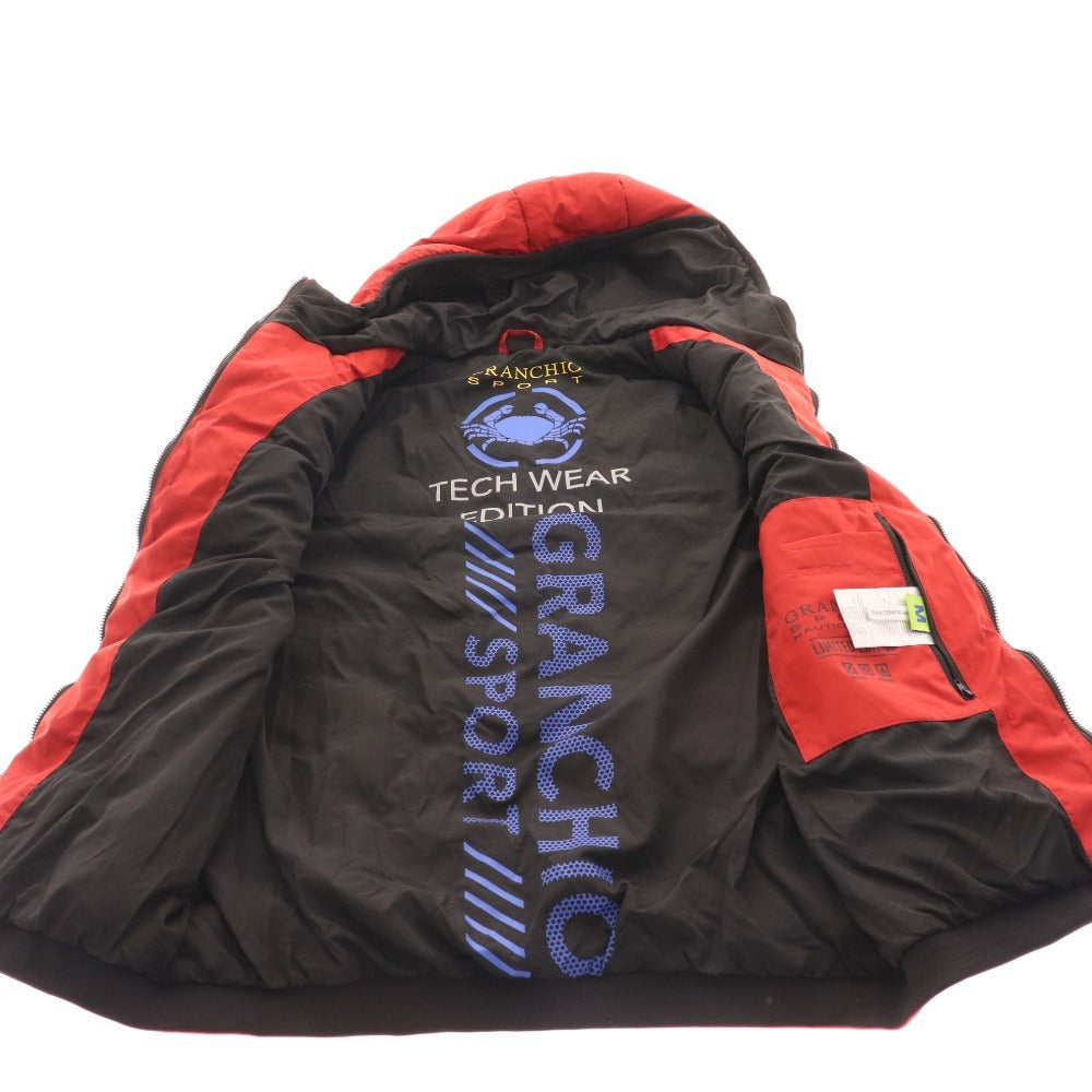 ■ グラーンキオ ダウンベスト アウター フード付き イタリア製 メンズ M レッド ブラック 未使用