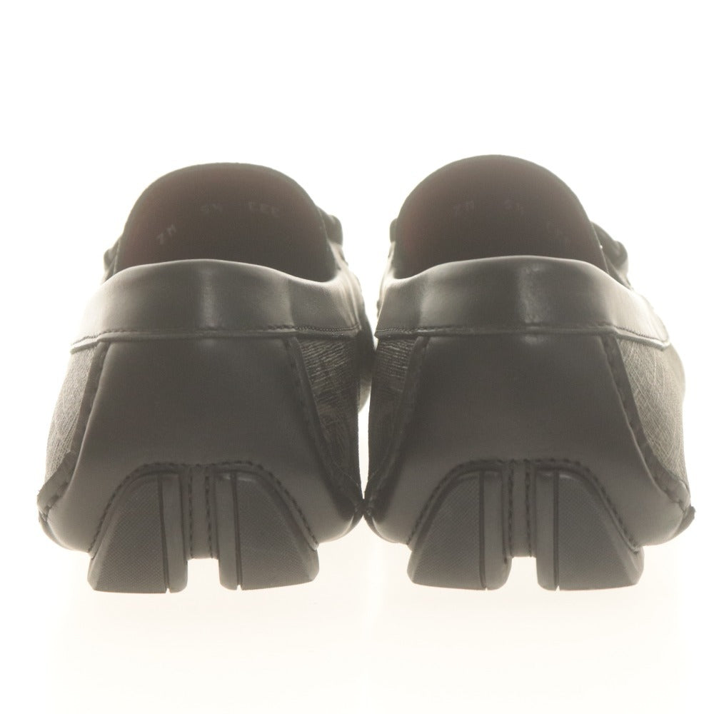 ■ Salvatore Ferragamo ドライビングシューズ PARIGI 19 ローファー メンズ レディース 5 1/2 EEE (23.5〜24.0相当) 黒 グレー 箱付 美品