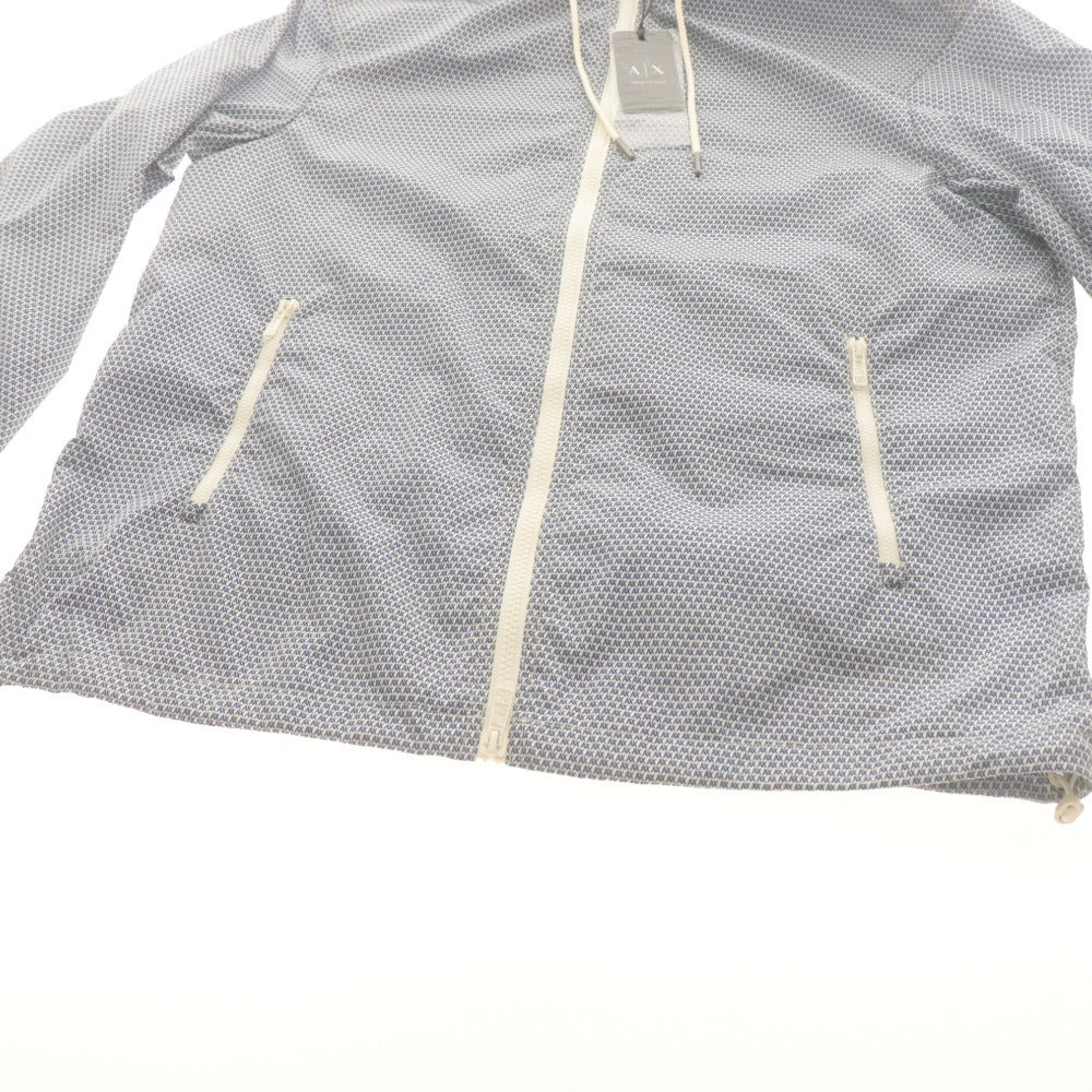 ■ A|X ARMANI EXCHANGE ジャケット 長袖 オールオーバー マイクロロゴ フーデッドブルゾン メンズ S ブルー系 タグ,ハンガー付 未使用
