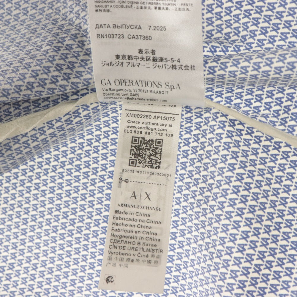 ■ A|X ARMANI EXCHANGE ジャケット 長袖 オールオーバー マイクロロゴ フーデッドブルゾン メンズ S ブルー系 タグ,ハンガー付 未使用