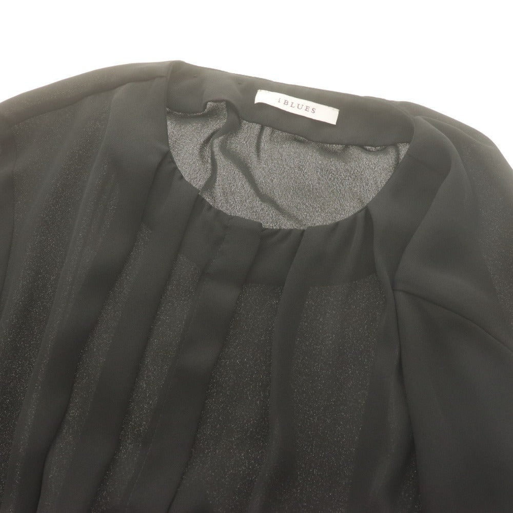 ■ iBLUES Max Mara イブルース マックスマーラ ロングワンピース 長袖 トップス ギャザー 袖カフス RFID レディース 40 (L相当) ブラック