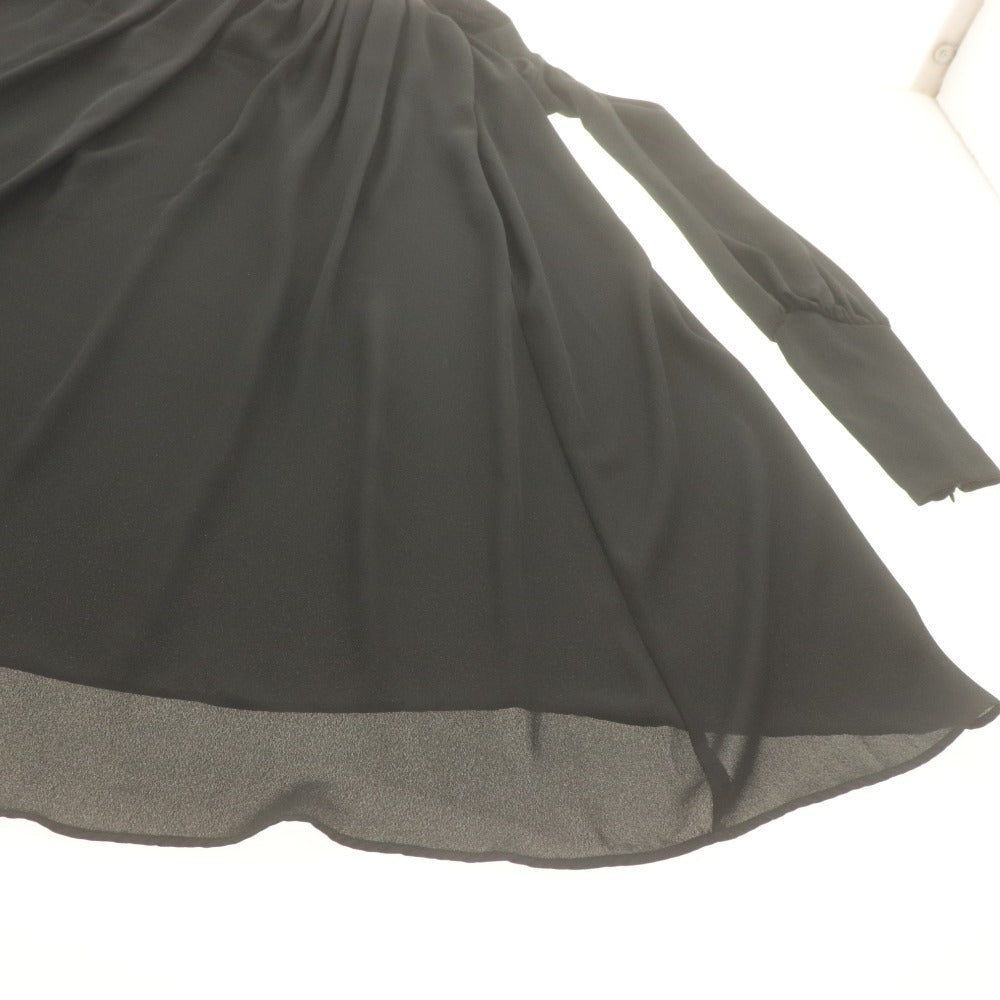 ■ iBLUES Max Mara イブルース マックスマーラ ロングワンピース 長袖 トップス ギャザー 袖カフス RFID レディース 40 (L相当) ブラック