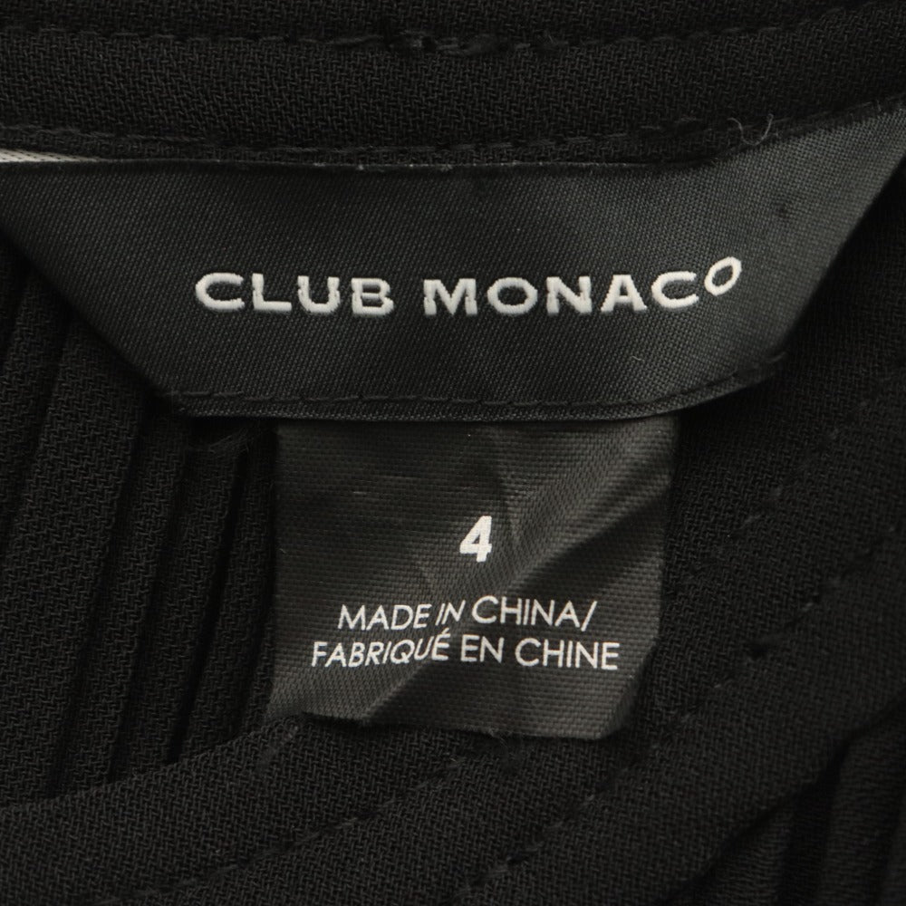 ■ CLUB MONACO クラブモナコ プリーツロングワンピース ノースリーブ トップス 紐ベルト レディース 4 (M相当) 黒 ブラック