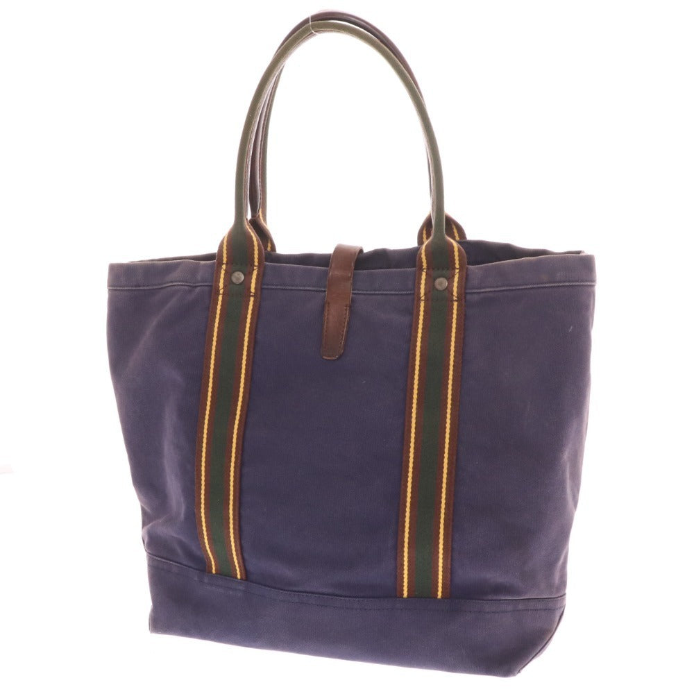 ■ Ralph Lauren Rugby Tote Bag Hand Shoulder Bag Canvas Leather Men's Navy