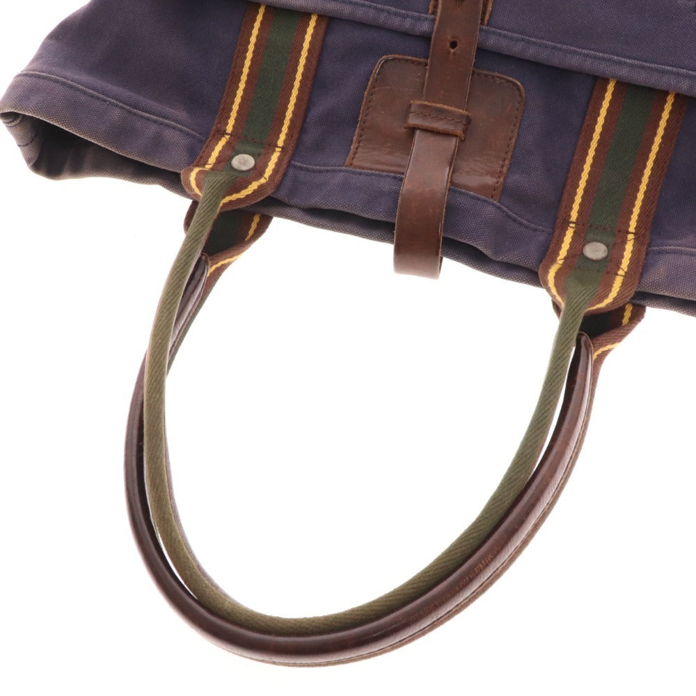 ■ Ralph Lauren Rugby Tote Bag Hand Shoulder Bag Canvas Leather Men's Navy