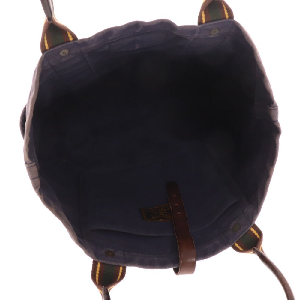 ■ Ralph Lauren Rugby Tote Bag Hand Shoulder Bag Canvas Leather Men's Navy
