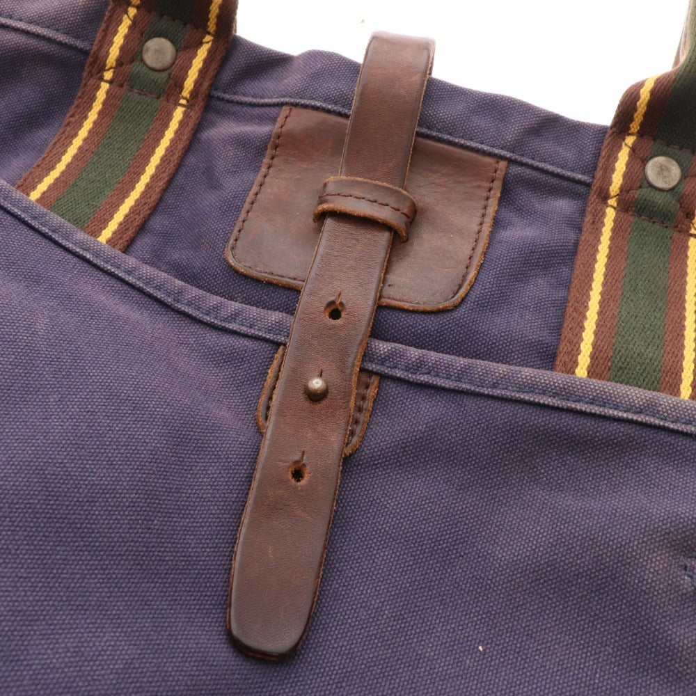 ■ Ralph Lauren Rugby Tote Bag Hand Shoulder Bag Canvas Leather Men's Navy