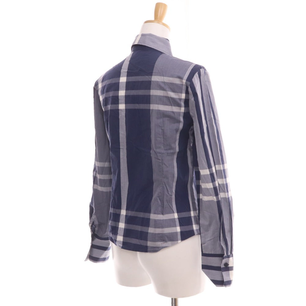 ■ ナラカミーチェ ブラウス シャツ 長袖 トップス フリル チェック レディース 1 ネイビー系