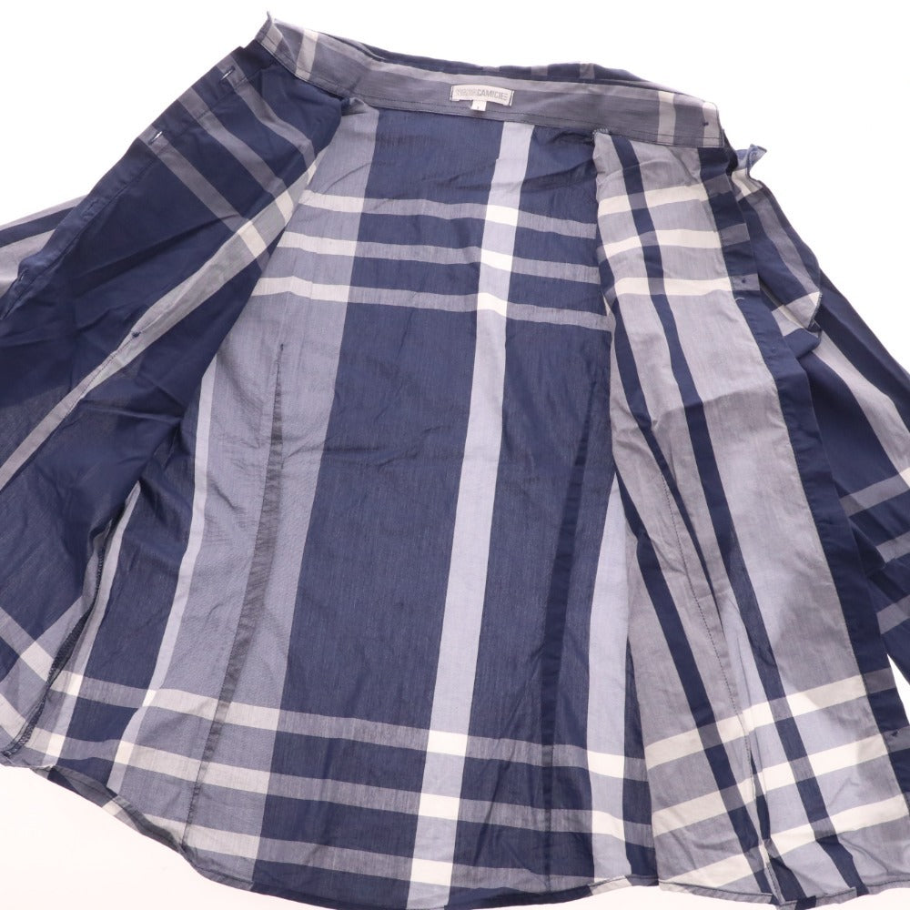 ■ ナラカミーチェ ブラウス シャツ 長袖 トップス フリル チェック レディース 1 ネイビー系