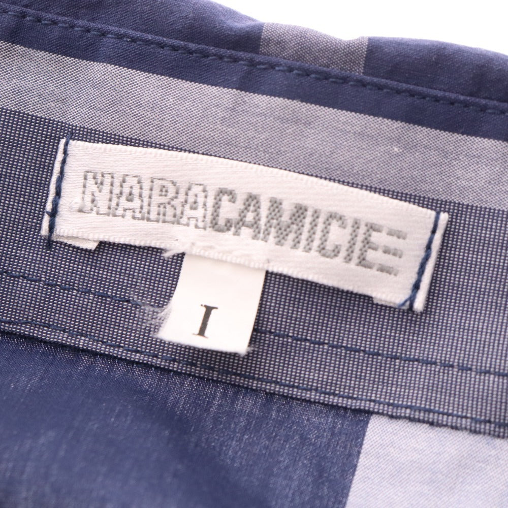 ■ ナラカミーチェ ブラウス シャツ 長袖 トップス フリル チェック レディース 1 ネイビー系