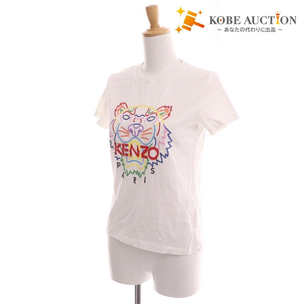 ■ ケンゾー Tシャツ カットソー 半袖 トップス タイガー プリント レディース S ホワイト