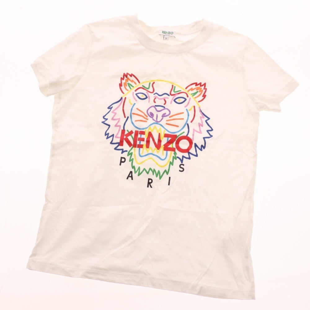 ■ ケンゾー Tシャツ カットソー 半袖 トップス タイガー プリント レディース S ホワイト
