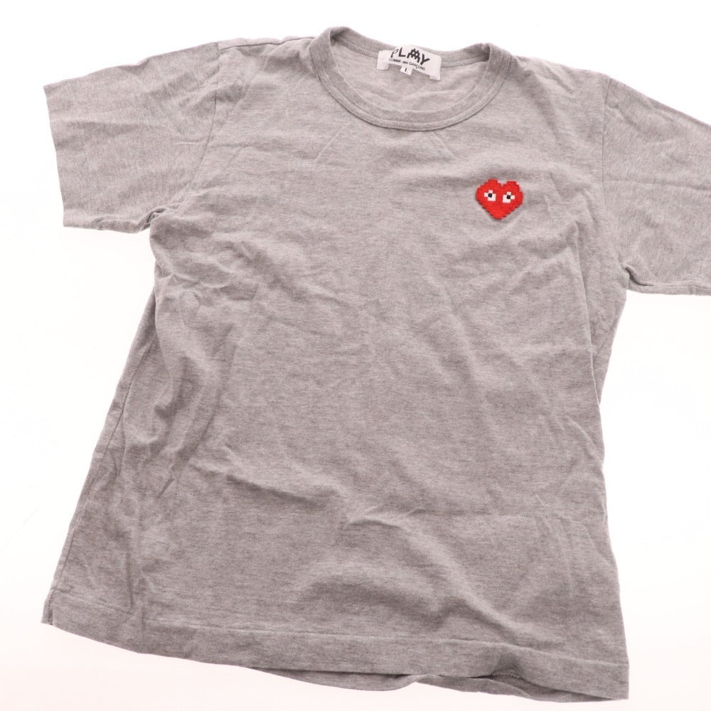 ■ プレイ コムデギャルソン Tシャツ 半袖 AZ-T321 トップス ハート ワッペン レディース L グレー