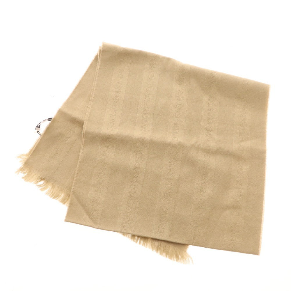 ■ ドルチェ＆ガッバーナ ストール マフラー ロゴ ウール フリンジ レディース ブラウン系 タグ付き 未使用