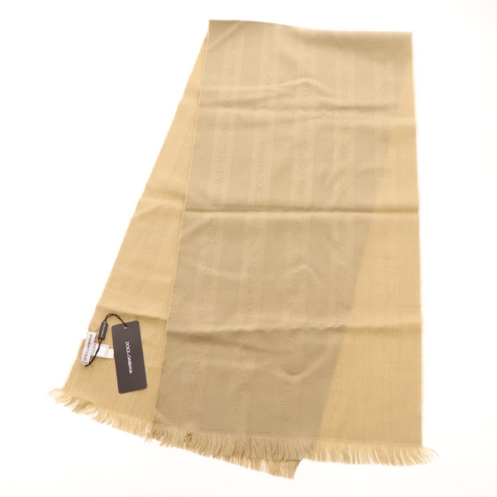 ■ ドルチェ＆ガッバーナ ストール マフラー ロゴ ウール フリンジ レディース ブラウン系 タグ付き 未使用