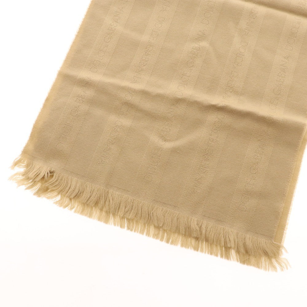 ■ ドルチェ＆ガッバーナ ストール マフラー ロゴ ウール フリンジ レディース ブラウン系 タグ付き 未使用