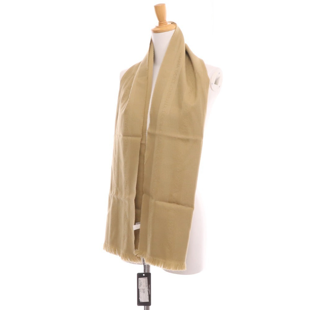 ■ ドルチェ＆ガッバーナ ストール マフラー ロゴ ウール フリンジ レディース ブラウン系 タグ付き 未使用