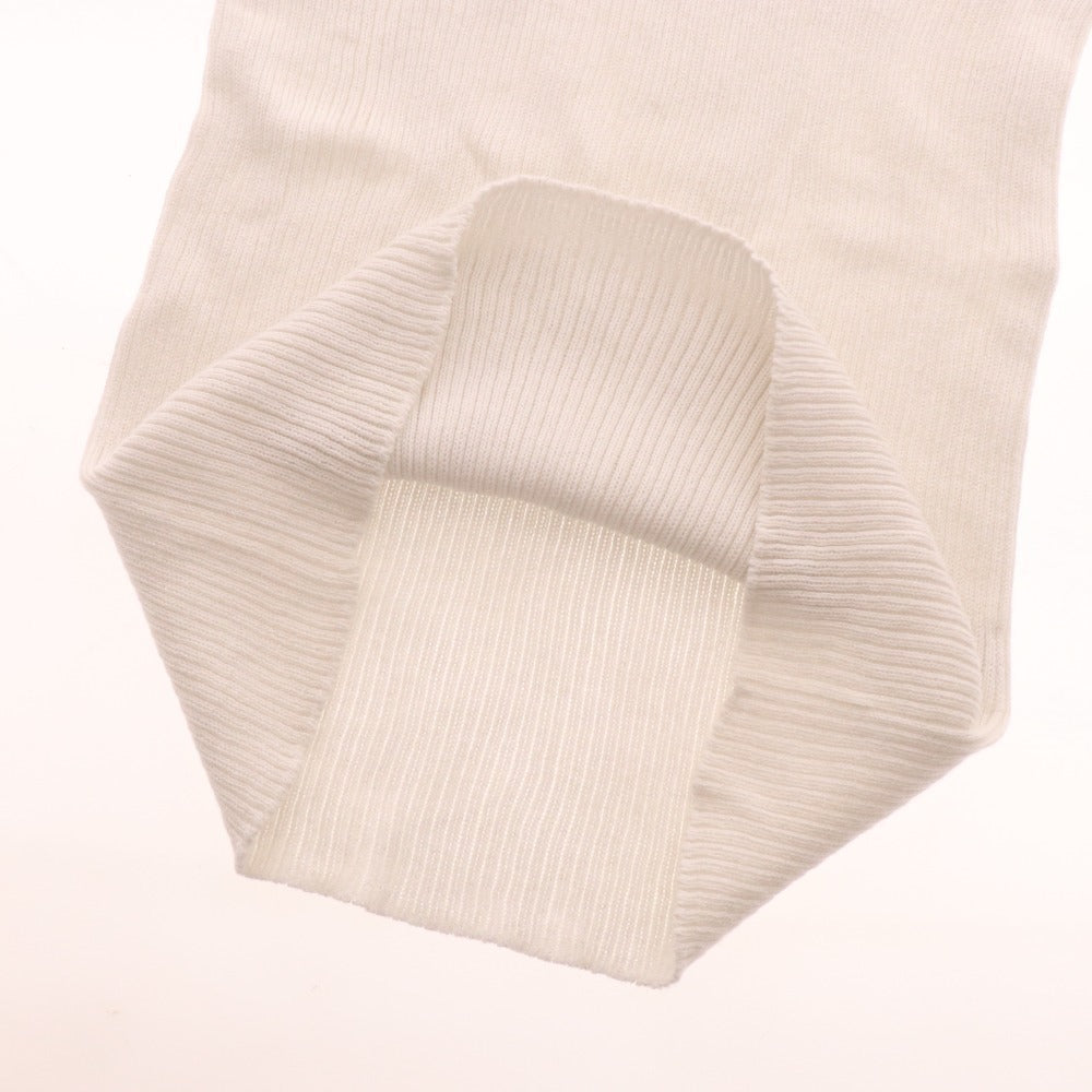 ■ Blanc Vert Cut and Sew Long Sleeve Top V-Neck Lamé Women's Size 40 White