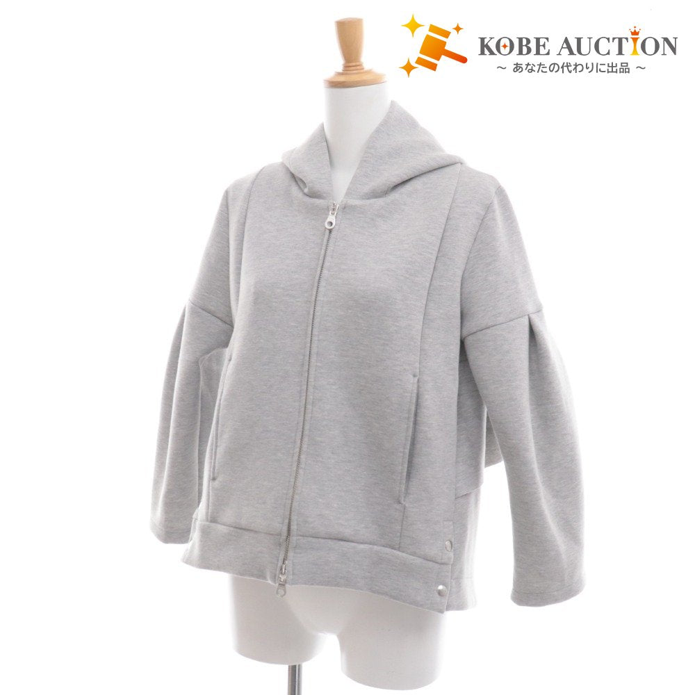 ■ ヴェロフォンナ Re.Verofonna パーカー ジャケット 長袖 アウター ダブルジップ フリル レディース 38 グレー